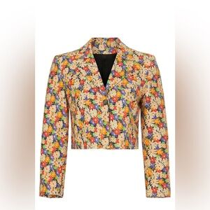 Something Navy Floral Cropped Blazer xxs